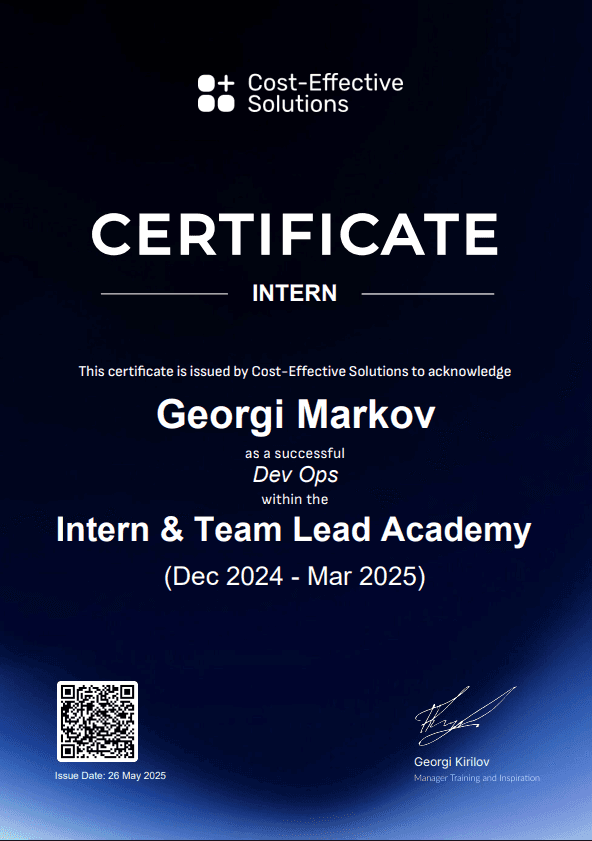 Intern Certificate 6 Aquaware